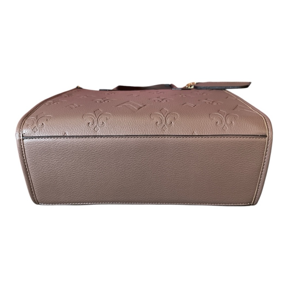 Adrienne Vittadini Taupe Leather Tote with Gold Hardware - Picture 6 of 14